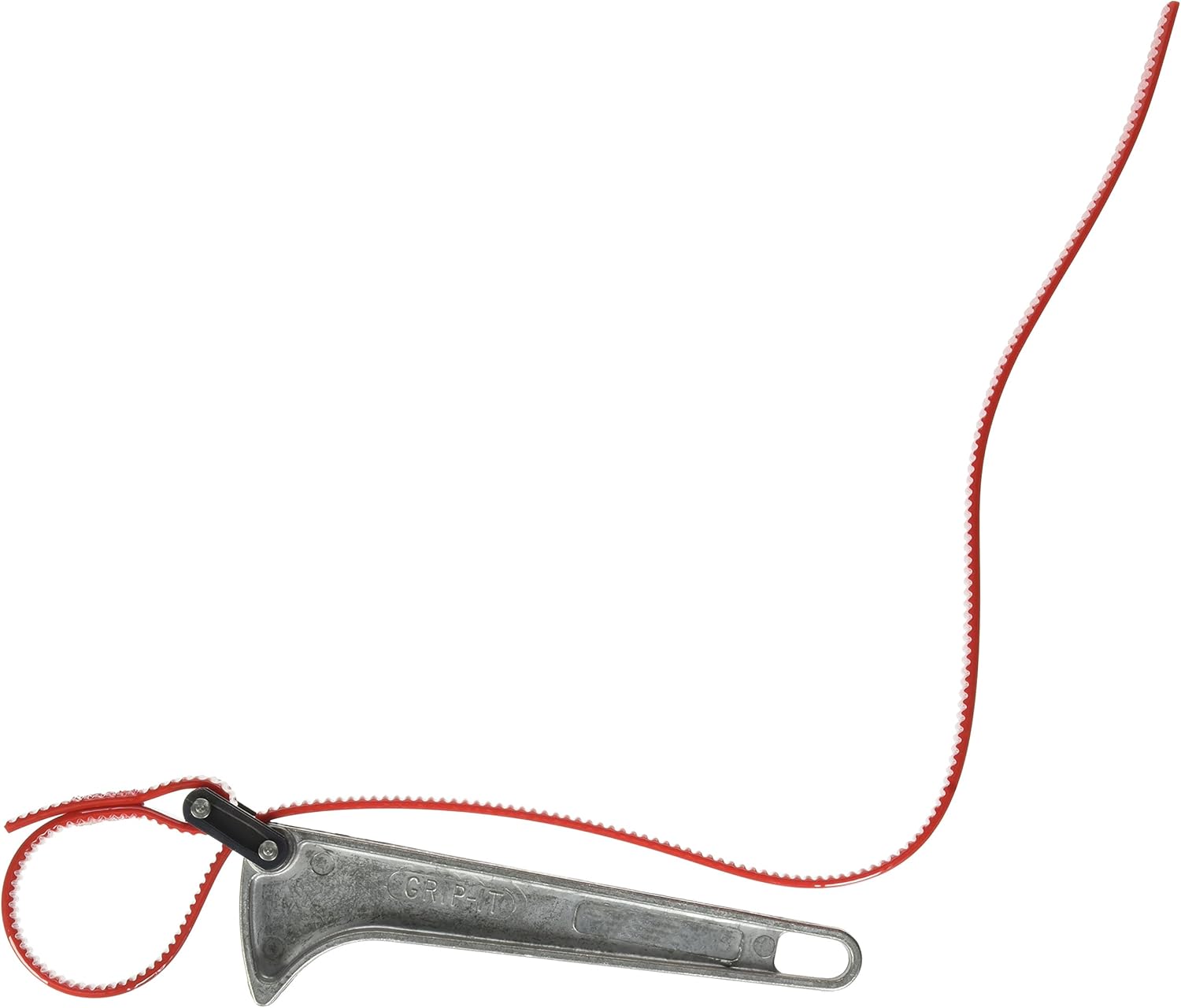 Klein Tools S-6H Grip-It Strap Wrench, 1-1/2 to 5-Inch Capacity, 6-Inch Length, Silver/Red