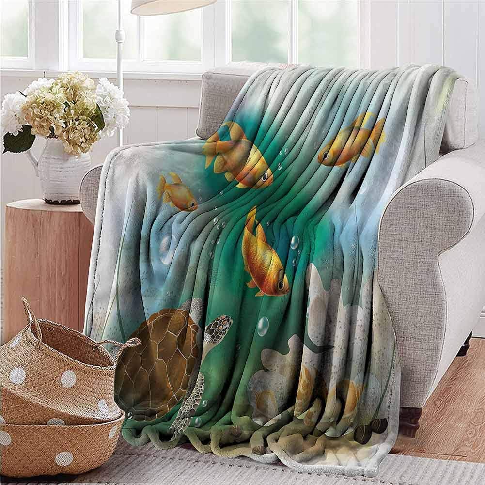 painting-home Couch Blanket Turtle, Artistic Aquarium Animals 100% Soft Premium Thermal Blanke Personalized Gifts for Girls Boys and Adults 60 x 80 Inch
