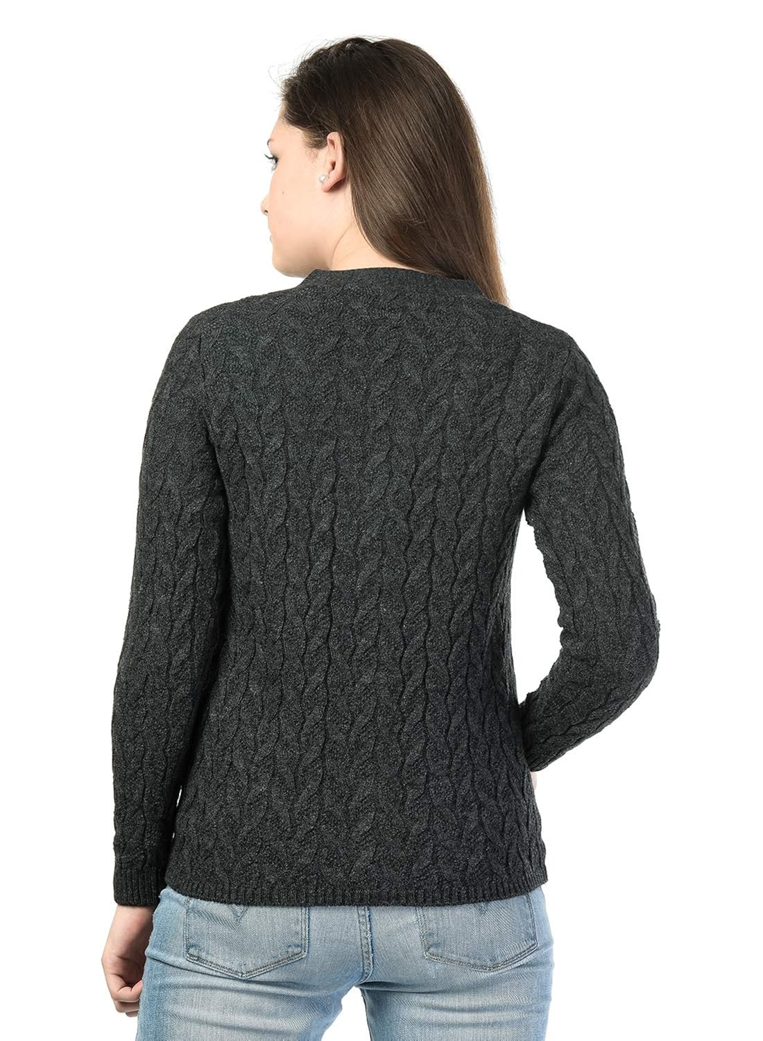 kalt women's full sleeves cable button acrylic sweater