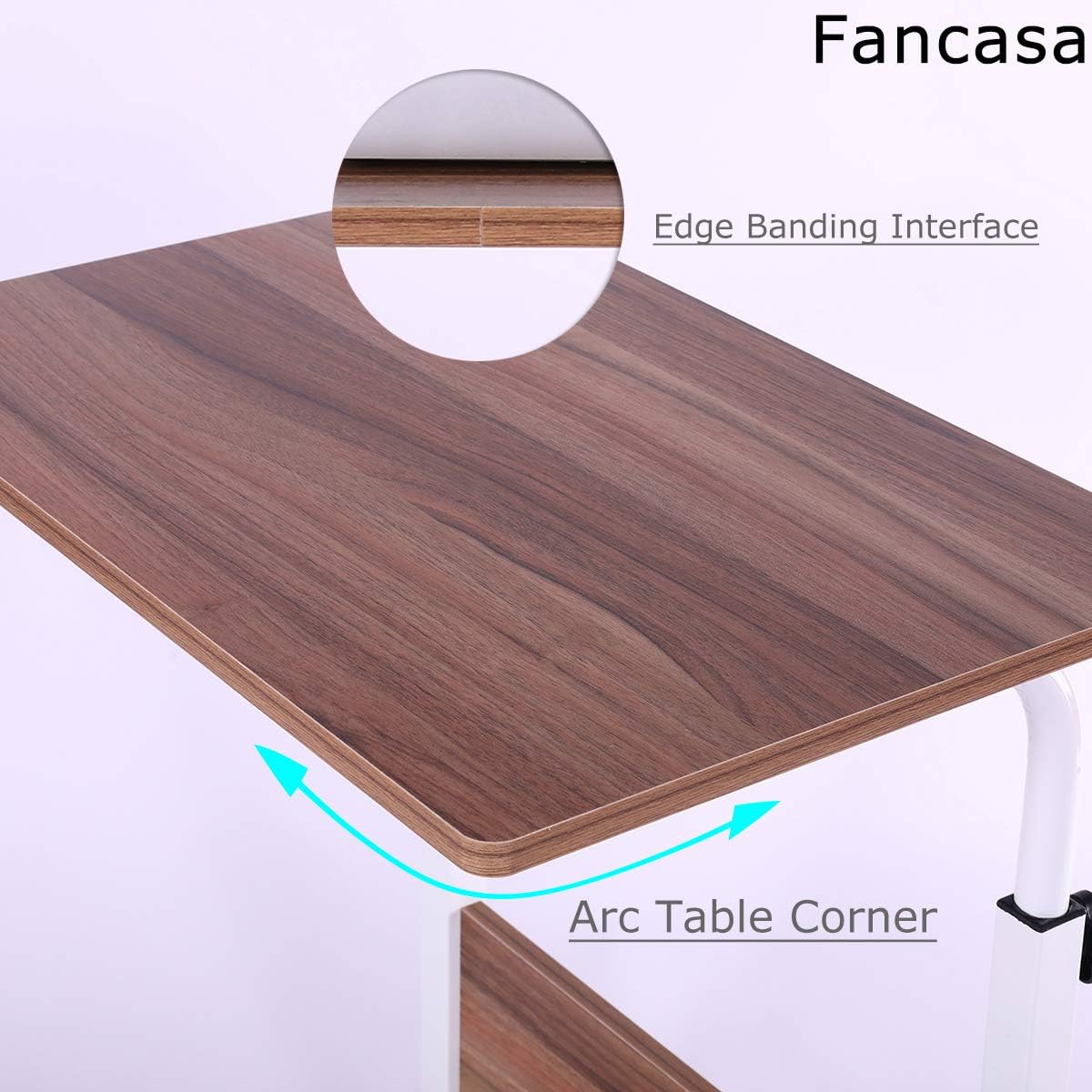 Laptop Cart 23.6" Mobile Table Fancasa Movable Portable Adjustable Notebook Computer Stand with Wheels (Teak): Home Audio & Theater