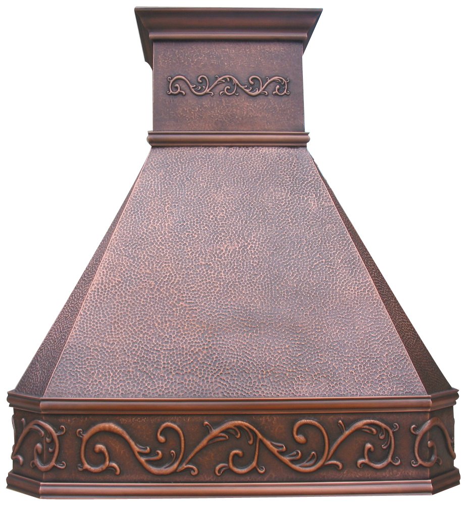Antique Copper Range Hood with Stack Traditional Design Handcrafted by Sinda Copper H14BA