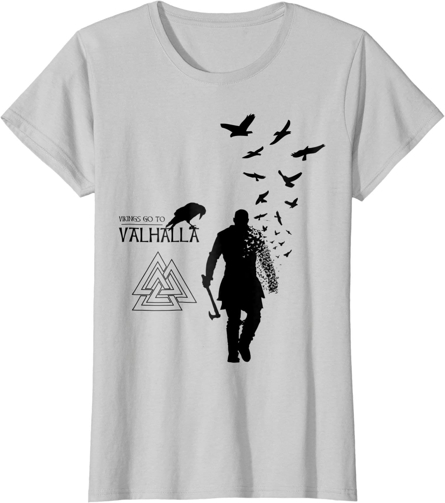 Vikings go to Valhalla Ragnar and Ravens Men & Women T-Shirt Female XL Silver