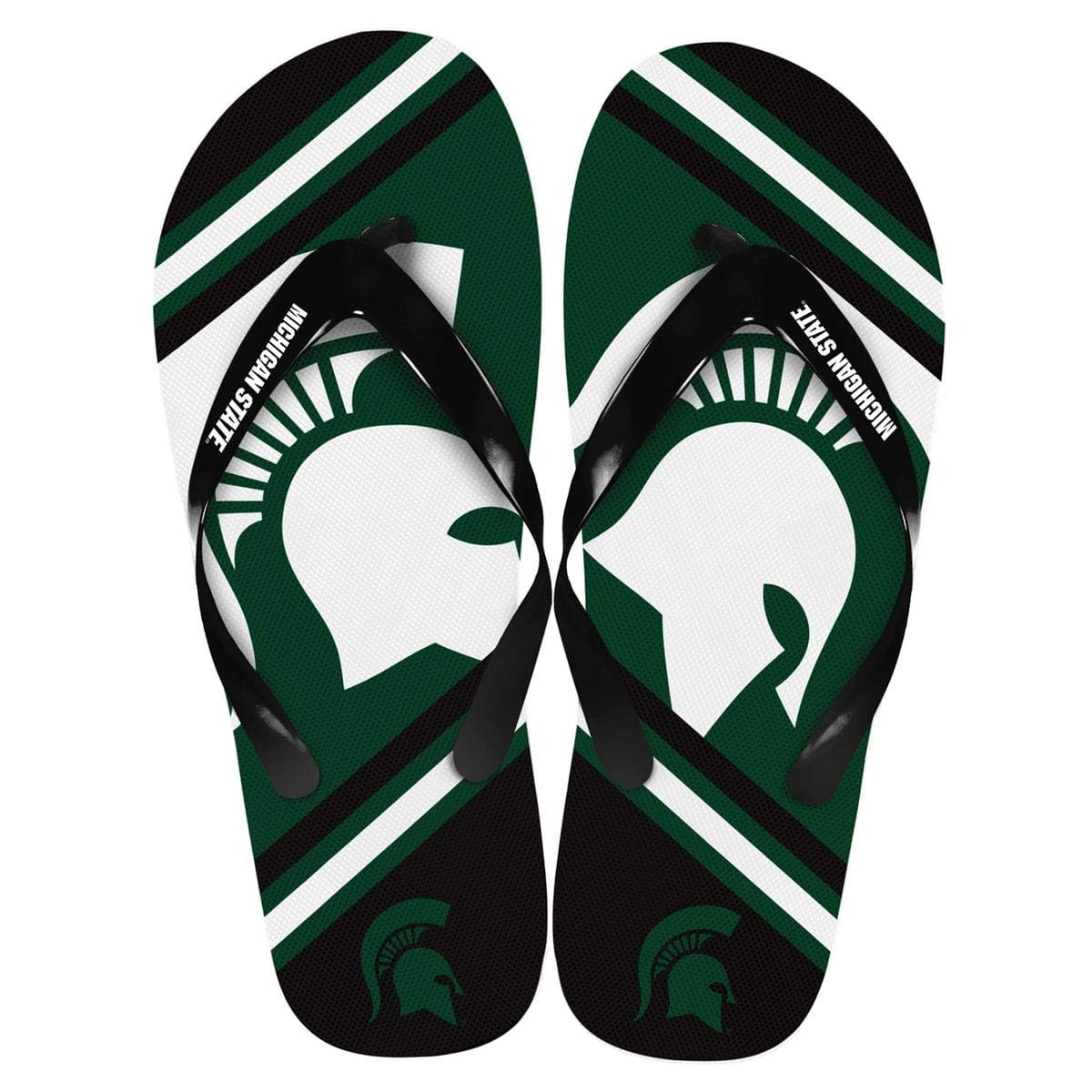 Michigan State Spartans Unisex Big Logo Flip Flops X-Small (W 5-6) Green