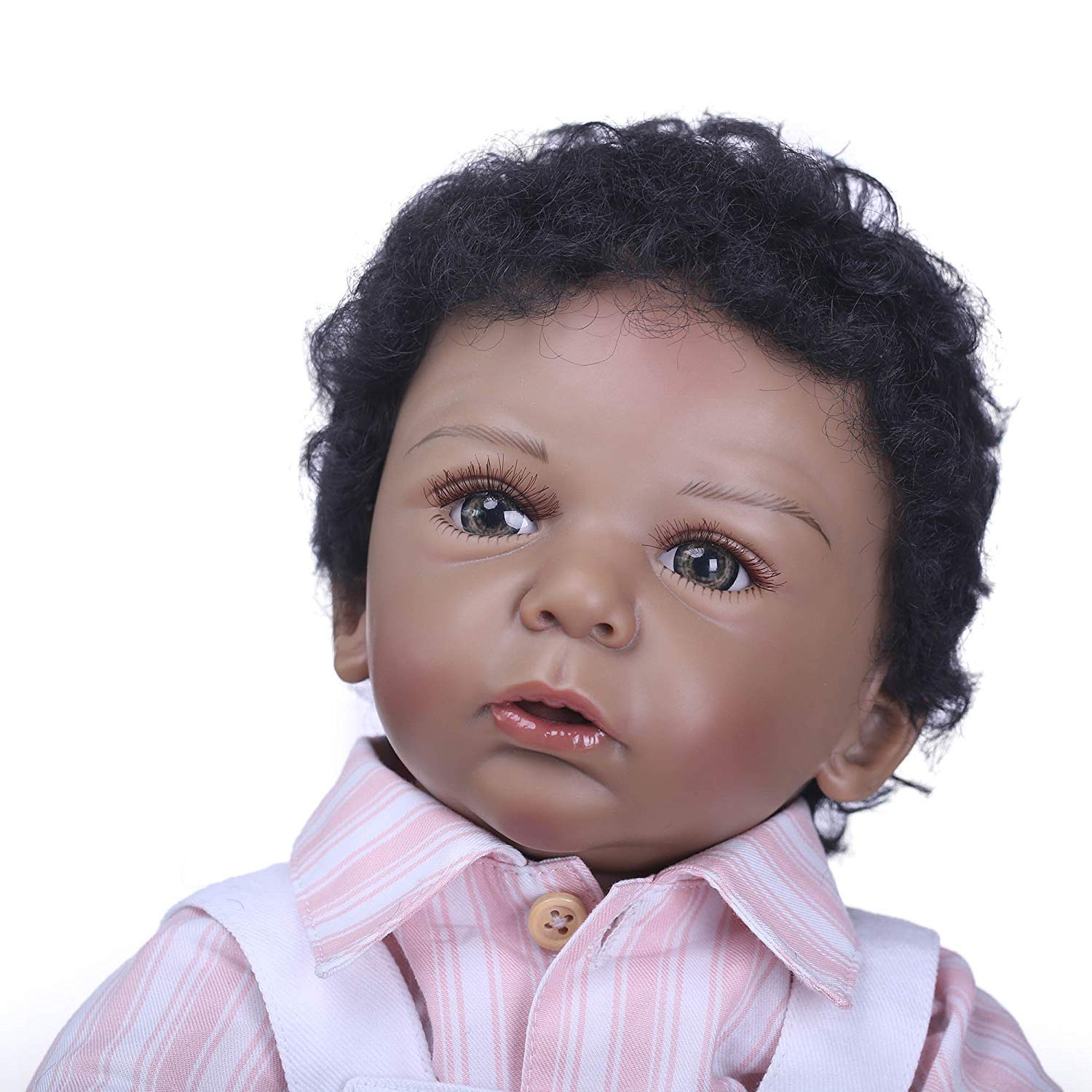 22inch55cm Baby Reborn Dolls Soft Silicone Realistic Looking Black Baby Doll Boy Toddler Real Touch Xmas Gift Bebe Dolls American Indian Style Factory Director Sales Rbb Dolls Toys Games Dolls