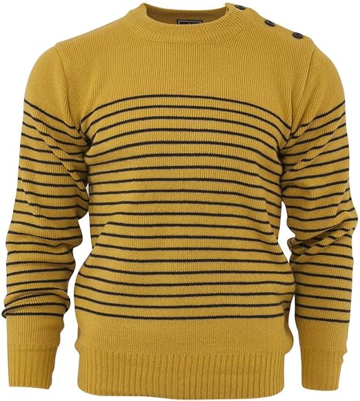 Amazon メンズrelcoクラシックマスタードイエローレトロnavalストライプヘビーニットジャンパー Us サイズ Xl カラー イエロー セーター 通販