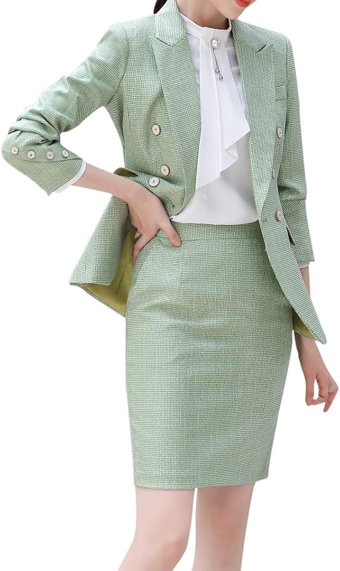 Amazon スカートスーツ セットアップ レディース 長袖 2点セット おしゃれ ジャケット スカート 格子柄 オフィス ビジネススーツ エレガント 結婚式 卒業式 スーツ 事務服 通勤 Ol 入学式 七五三 スカートスーツ 通販