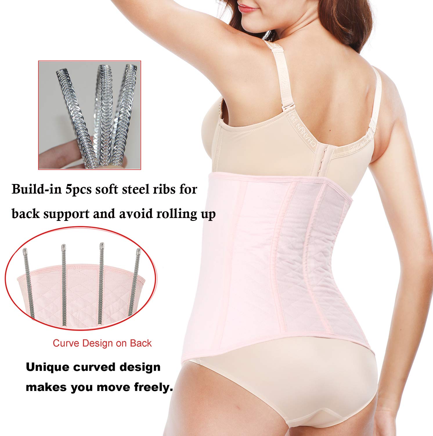 Chongerfei Postpartum Belly Wrap Band Shapewear Maternity Support Girdle Belt C Section Pink