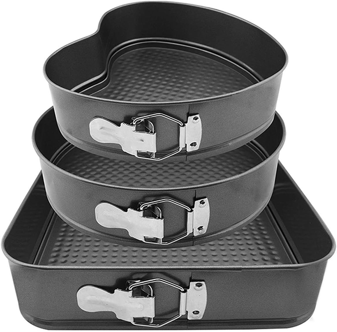 Set of 3 Round Heart Rectangular Cake Tin Set 8" 9" 10