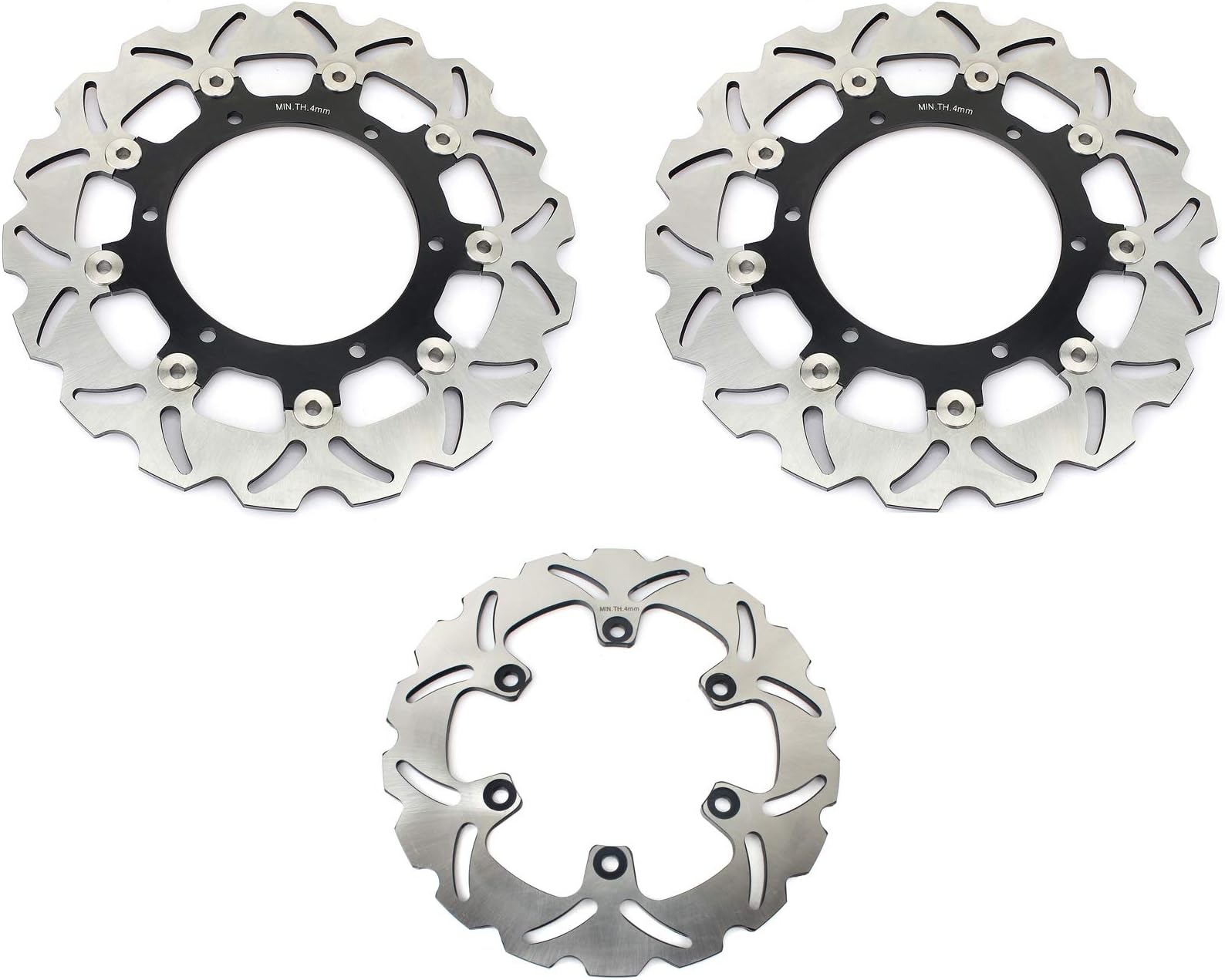 TARAZON 3x Full Set Front Rear Brake Discs Rotors for YAMAHA YZF R THUNDERCAT 600 1000/ XTZ TENERE 660/ XJ N 600/ TDM 900