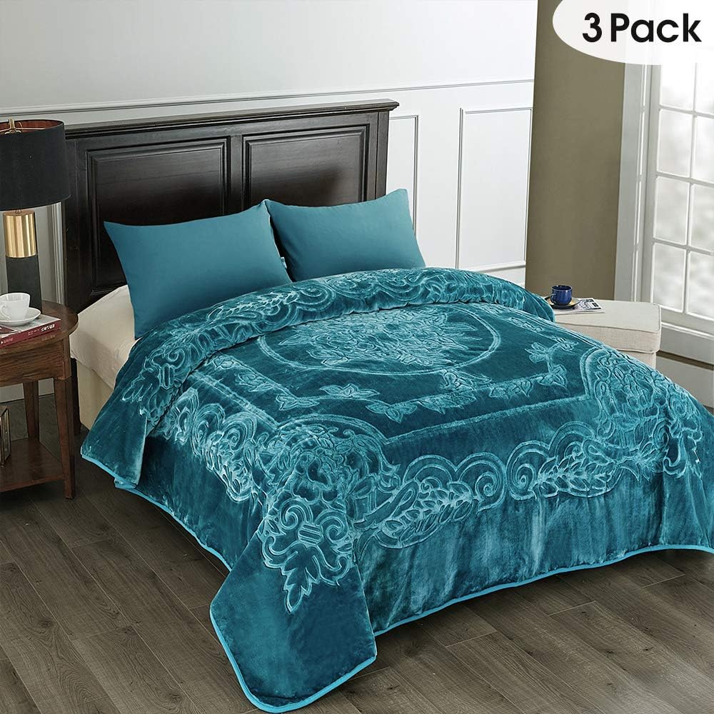 JML Fleece Blanket King Size 3 Pack, Heavy Korean Mink