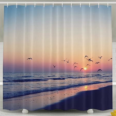 Birds Flying South Sunset Palms Ocean Tropical Island Beach