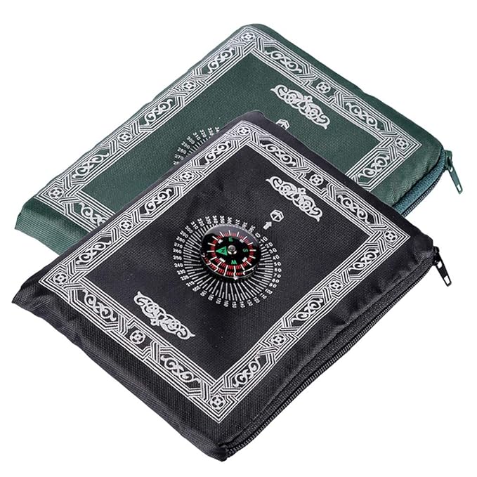 Hitopin Islamic, Travel Prayer Mat with Compass Pocket Sized Carry Bag
