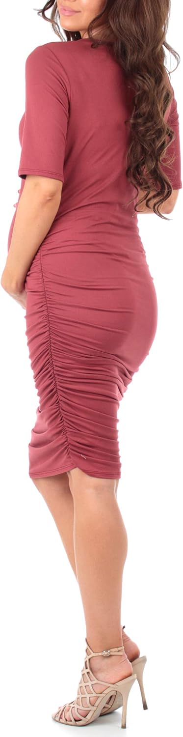 Mother Bee Maternity Ruched Bodycon Maternity Dress for Baby Shower or Casual Wear – Made in USA at  Women’s Clothing store