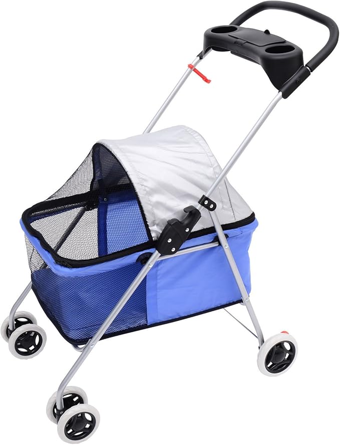Pawhut Covered Folding Pet Stroller for Dogs and Cats