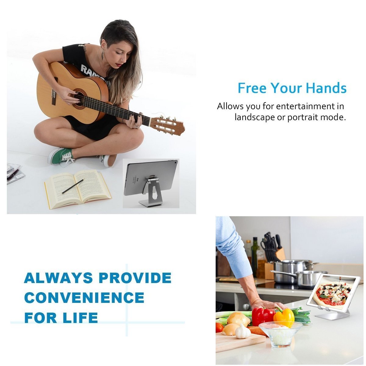 Desktop Cell Phone Stand Tablet Stand, Aluminum Stand Holder for Mobile Phone (All Size) and Tablet 10.1\