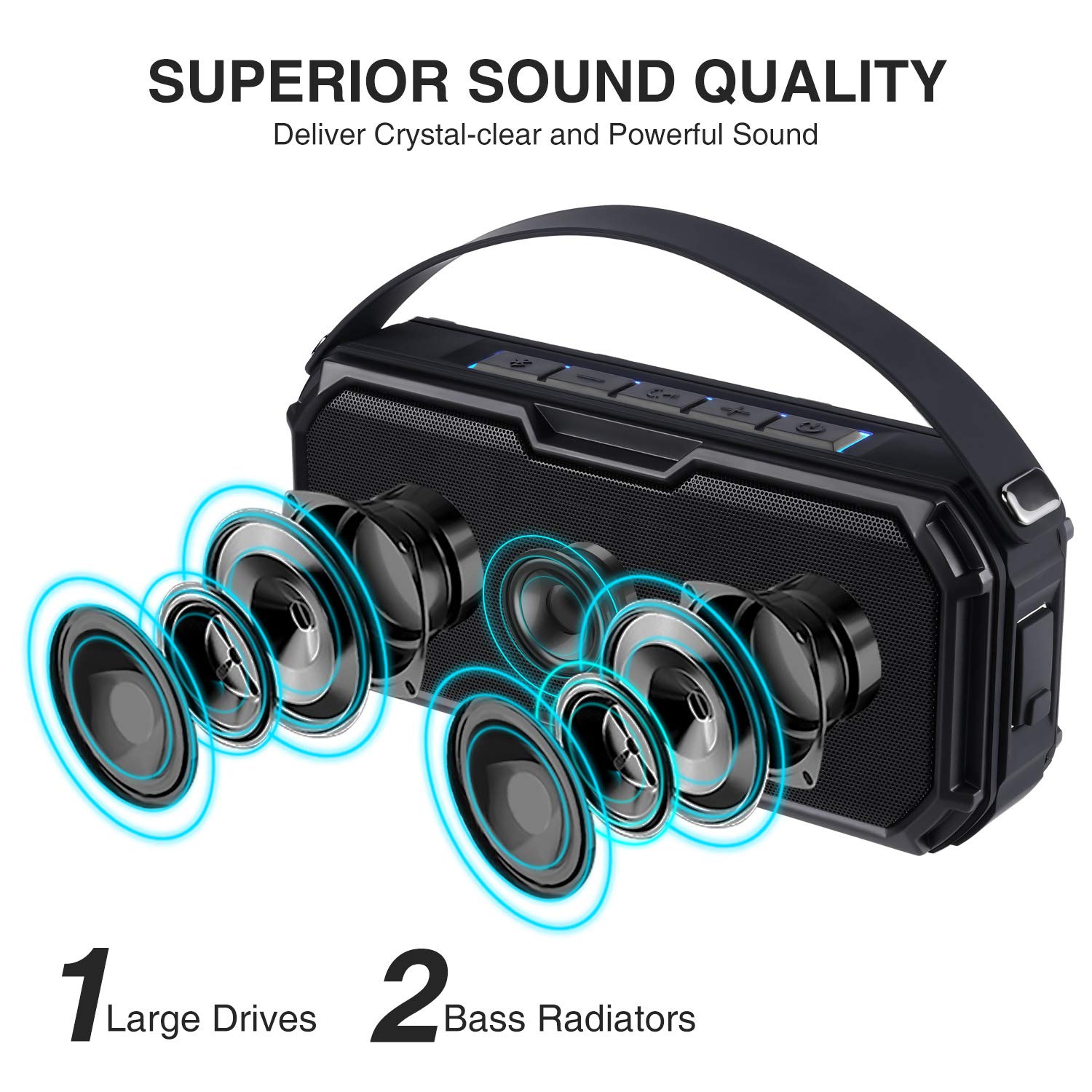 Bluetooth Speakers Portable Wireless, KZY IPX7 Waterproof Bluetooth Speaker, Stereo Sound, Built-in Mic,33ft Bluetooth Range,Perfect for Outdoor, Home, Party, Travel