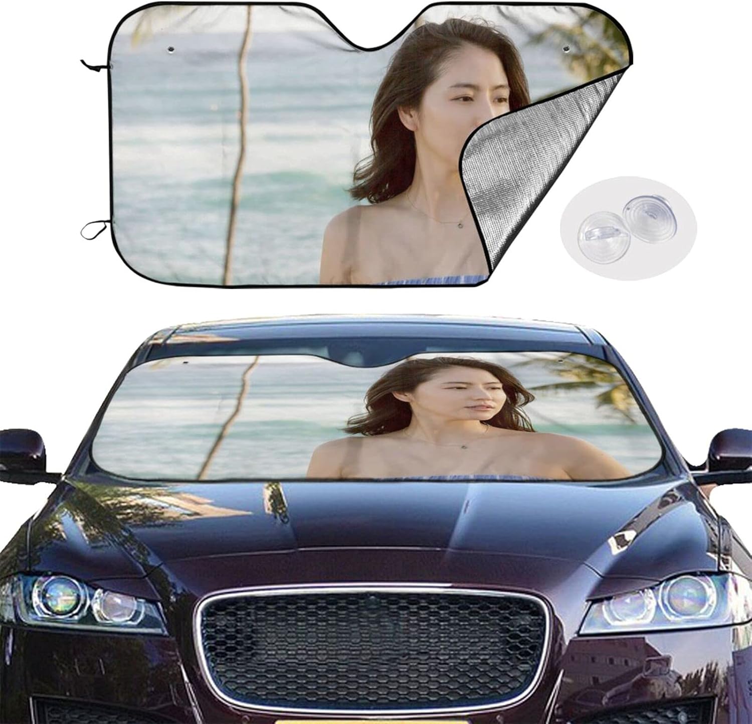 Amazon 長澤まさみ 4 車フロントガラスサンシェード 折りたたみ式 サンバイザープロテクター サンシェード 車内を涼しく保つ に適用ほとんど車種のフロントガラスのサンバイザー 家族や友達へのプレゼント サンシェード 車 バイク