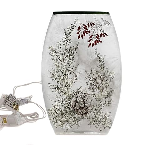 Amazon Com Stony Creek Lighted Glass Vase Glass Holly Winter