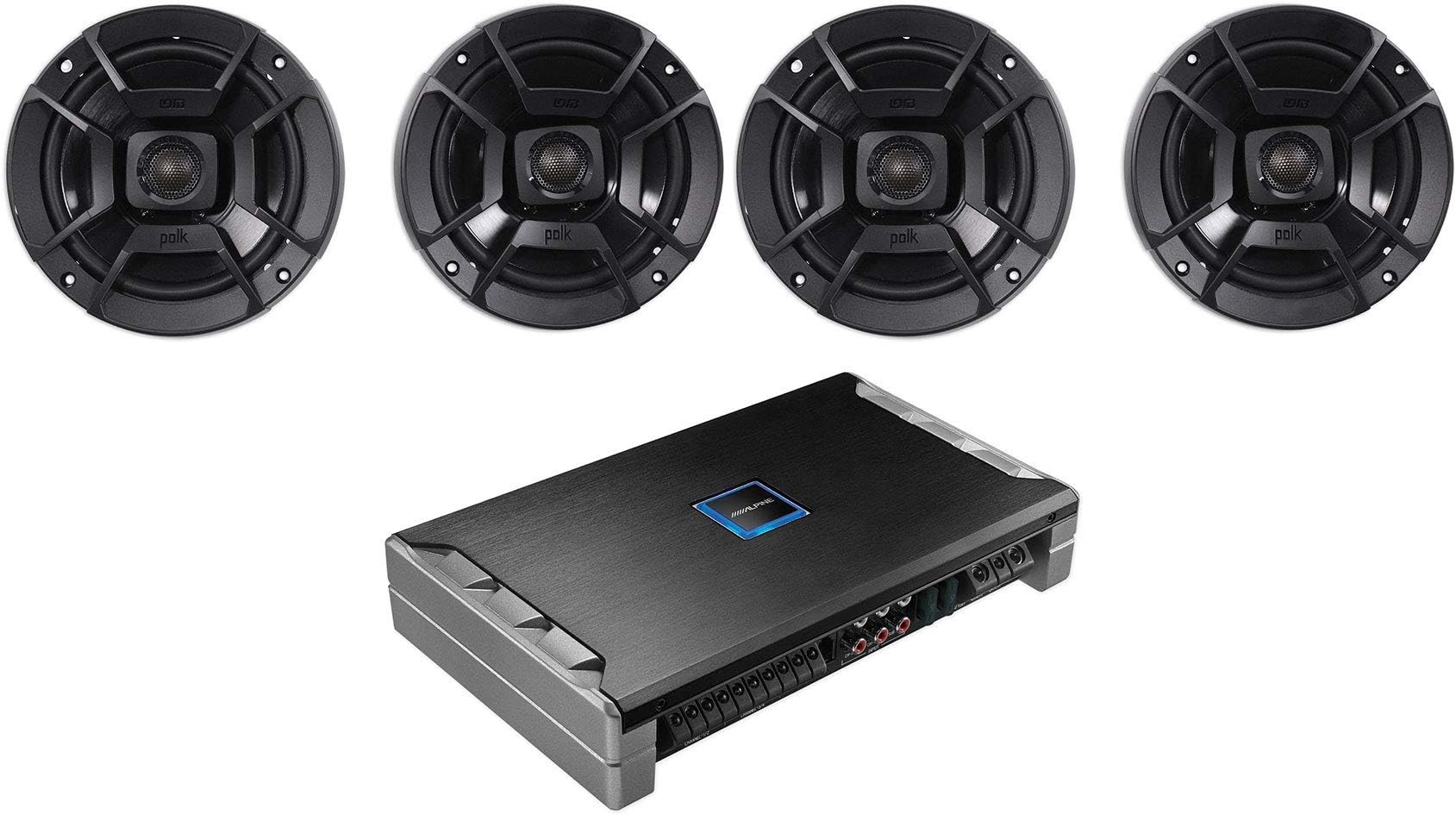 Alpine PDR-V75 5-Channel 750W RMS Car Amplifier+(4) Polk Audio 6.5" Speakers