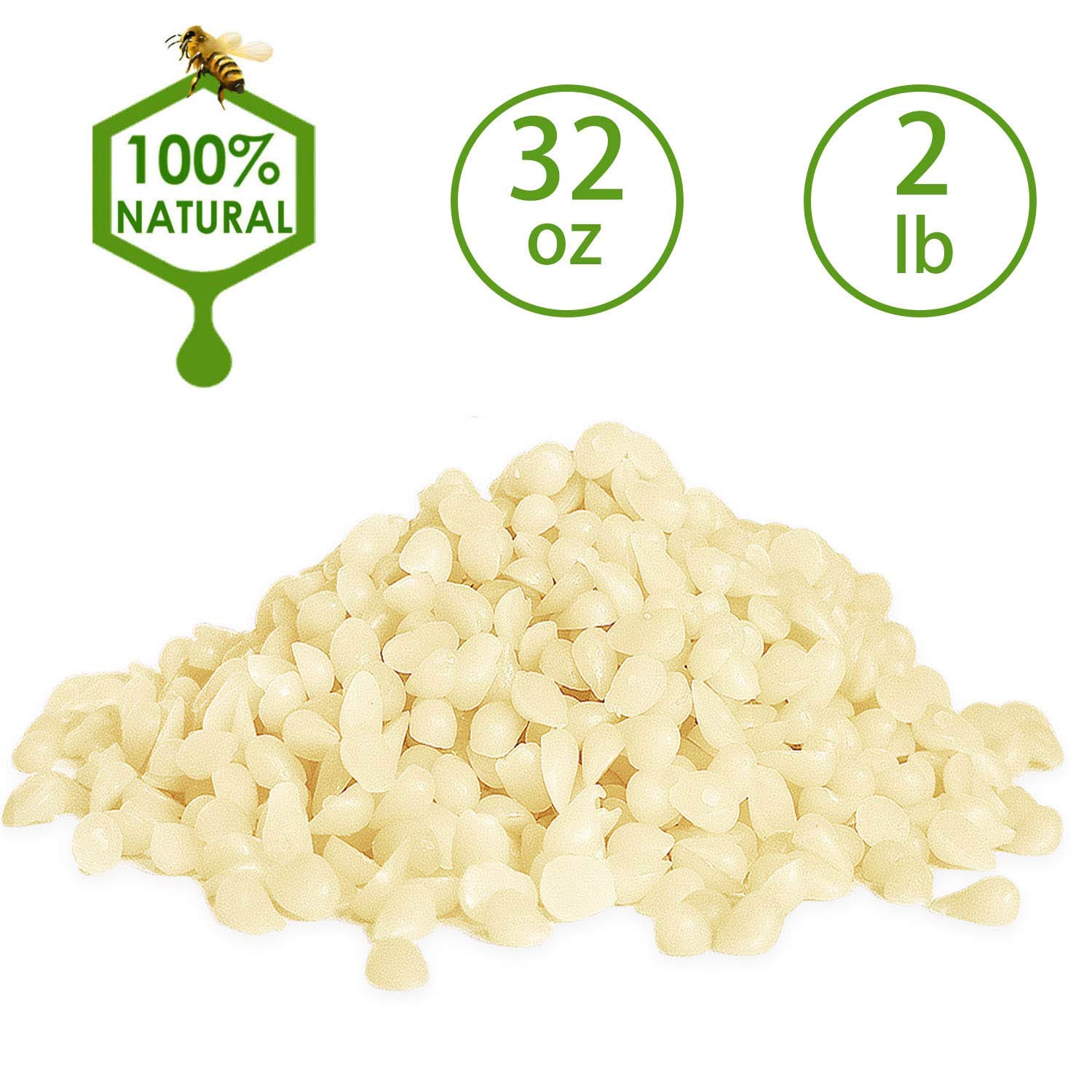 YYCH 2-lb Pure White Beeswax Pellets-100% Pure