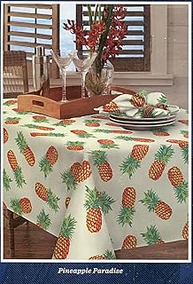 Amazon Com Tommy Bahama Home Indoor Outdoor Tablecloth Pineapple Paradise 70 Inch Round Home Kitchen