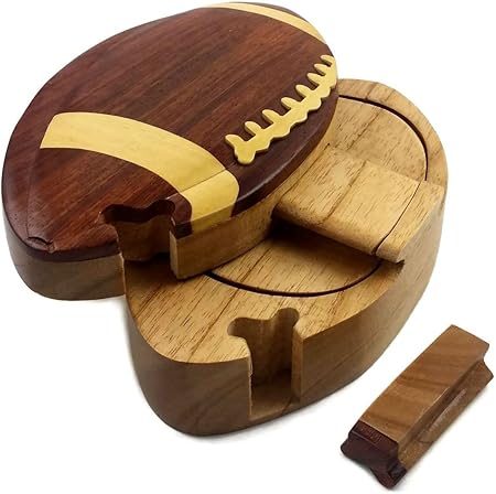 Maderas exóticas, todos los Natural caja de Puzzle de Fútbol, 5,5 x 3,5 x