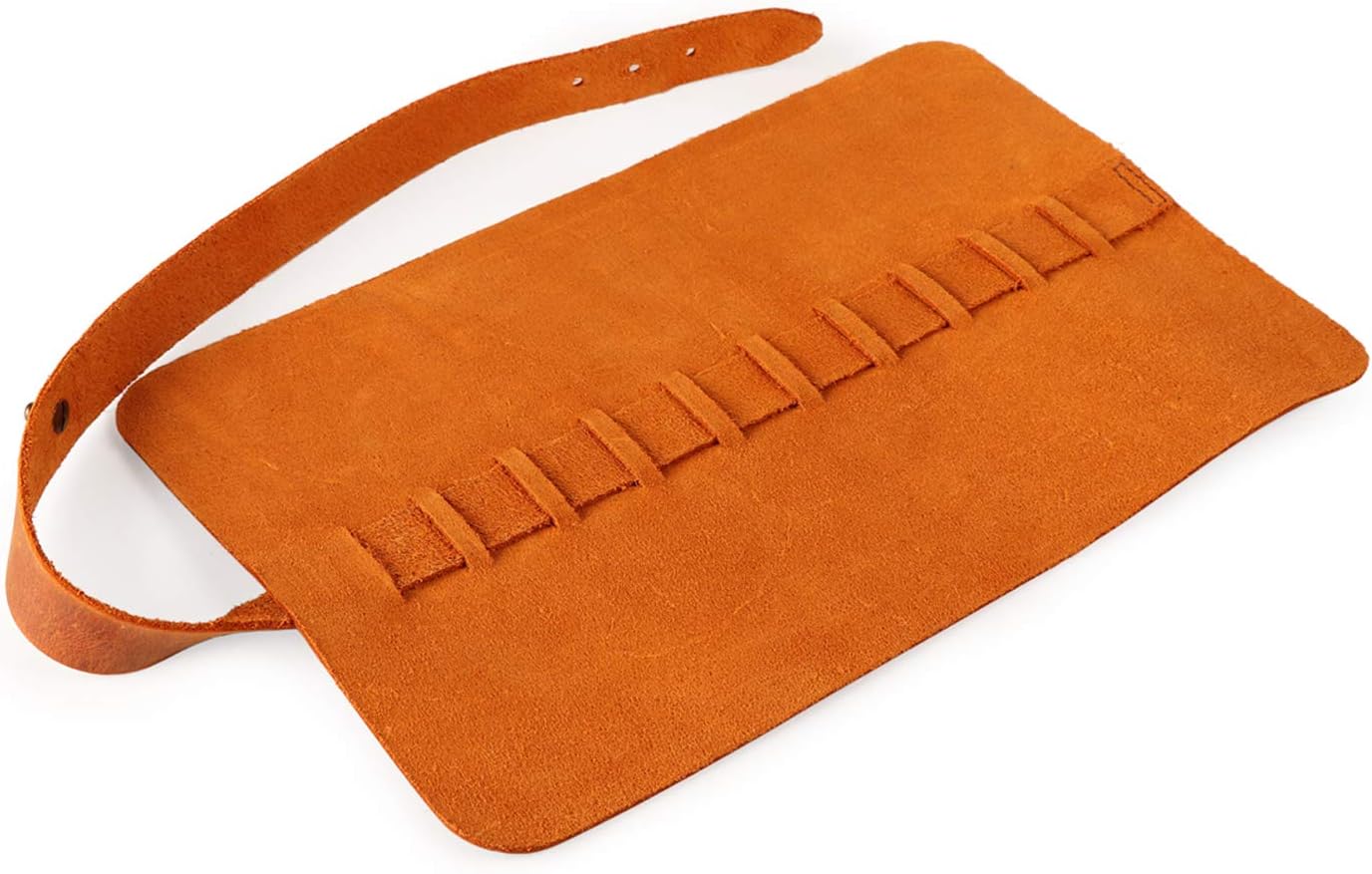 LONDO Genuine Leather Pen & Pencil Roll Case - 10 Slots - Classic Design - Cowhide Leder, Camel - Image 4
