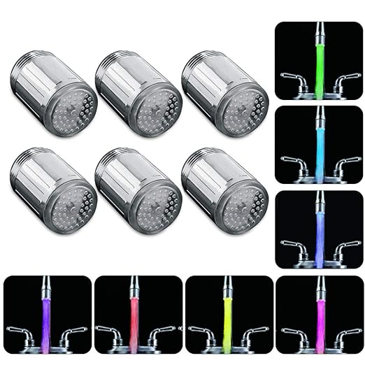 LED Wasserhahn Mini Leuchtend Licht 7-Farbwechsel Wasserhahnaufsatz LED Wasserhahn Aufsatz für Waschbecken Bad Küche Armatur