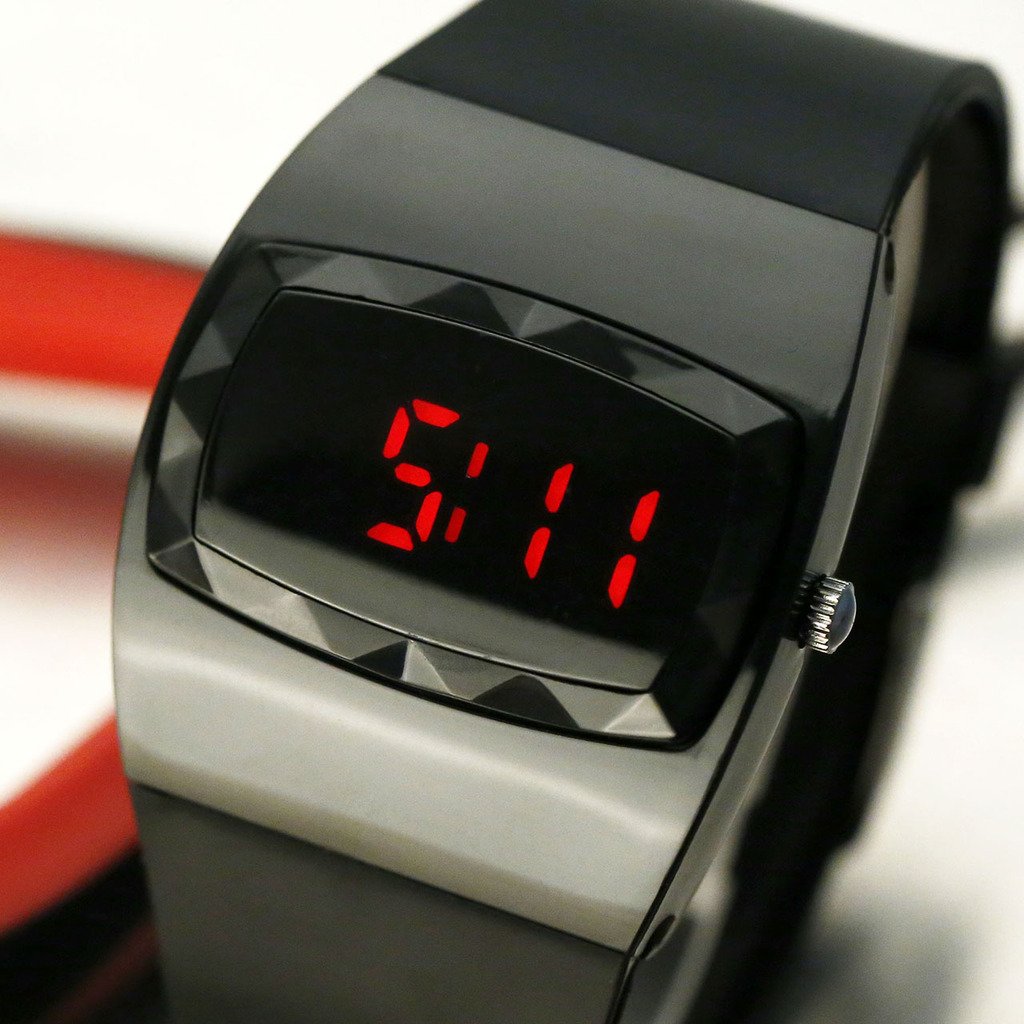 Top Plaza LED Sports Bracelet Watch Digital Display Square Wrist Watch-Black