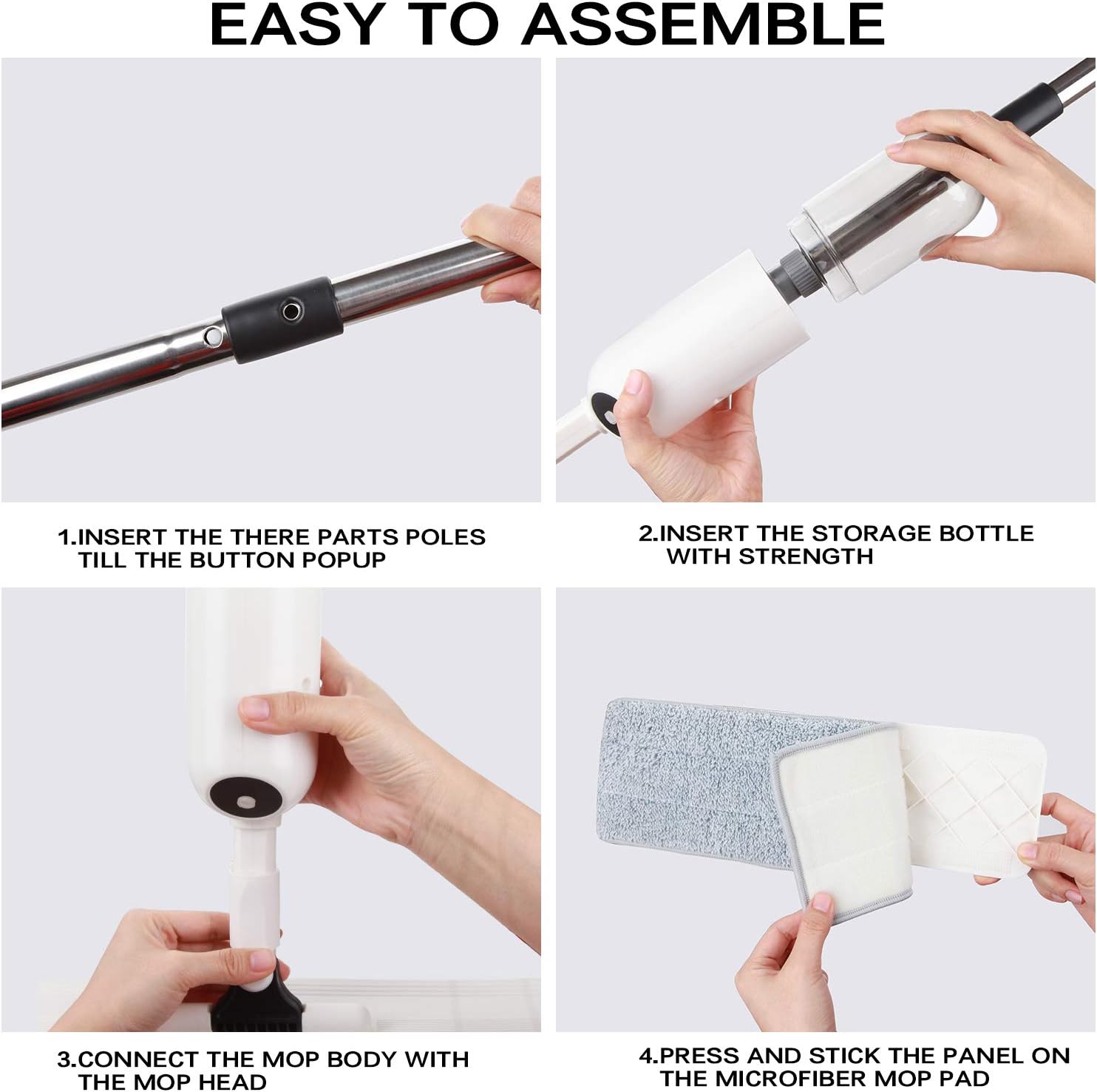 Home & Kitchen Spray Mop for Floor Cleaning Microfiber Mop with a Refillable Bottle and 2 ...