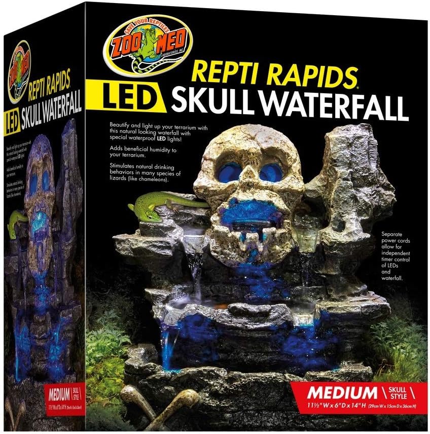 Zoo Med Repti Rapids LED Skull Waterfall Natural Rock