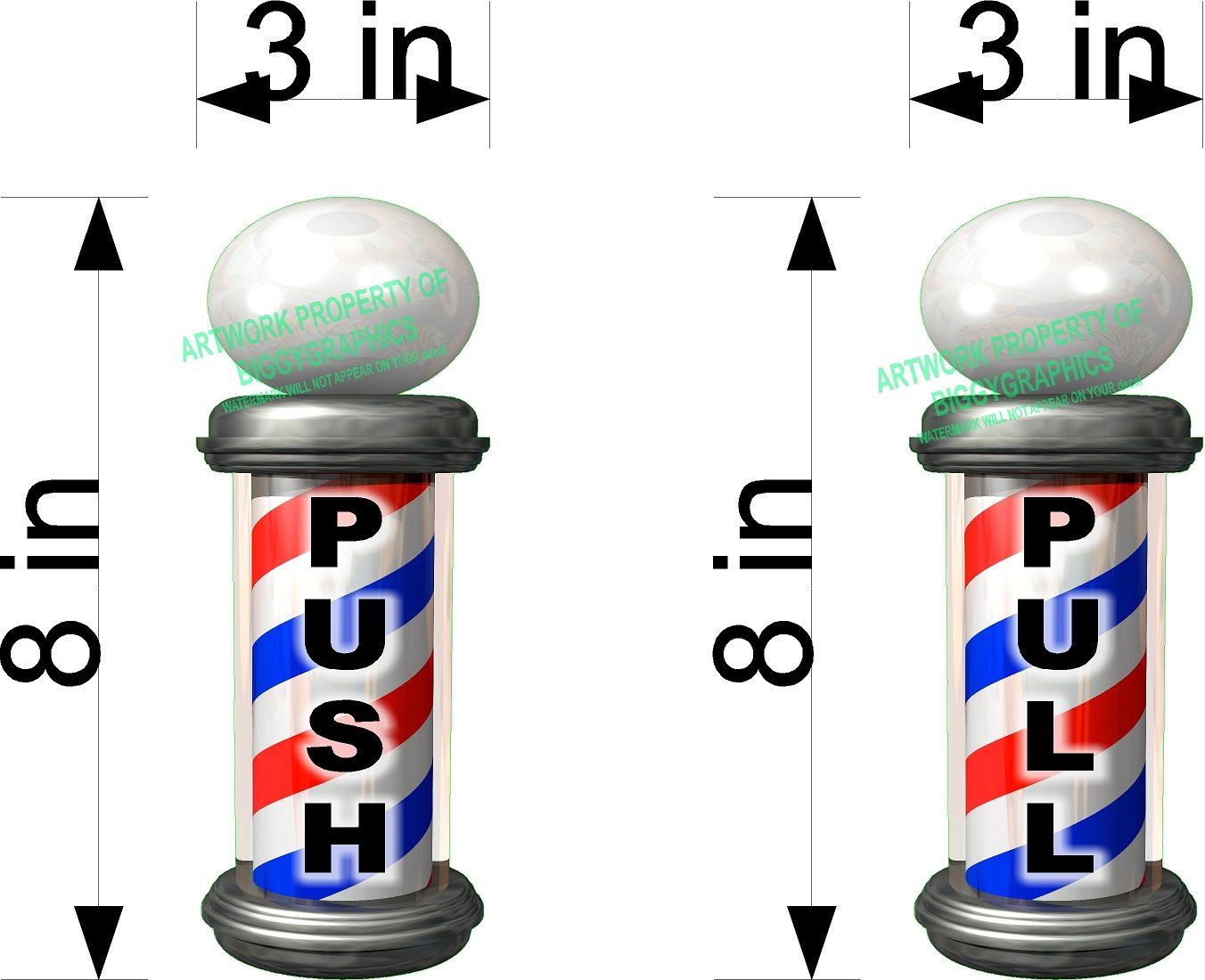 VINYL DECALS BARBER SHOP SALON DOOR PUSH AND PULL FULL COLOR DESIGN