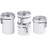 Creative Home 50280 with Air Tight Lid and Locking Clamp Canister Container Set, 26 oz/36 oz/47 oz/62 oz, White