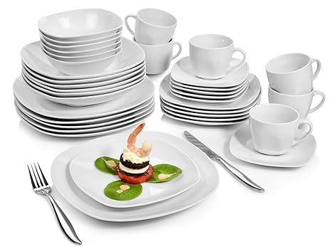 Sänger Geschirrservice 'Bilgola' aus Porzellan 36 teilig | Geschirrset beinhaltet Speise-, Suppen-, Dessertteller, Tassen (17