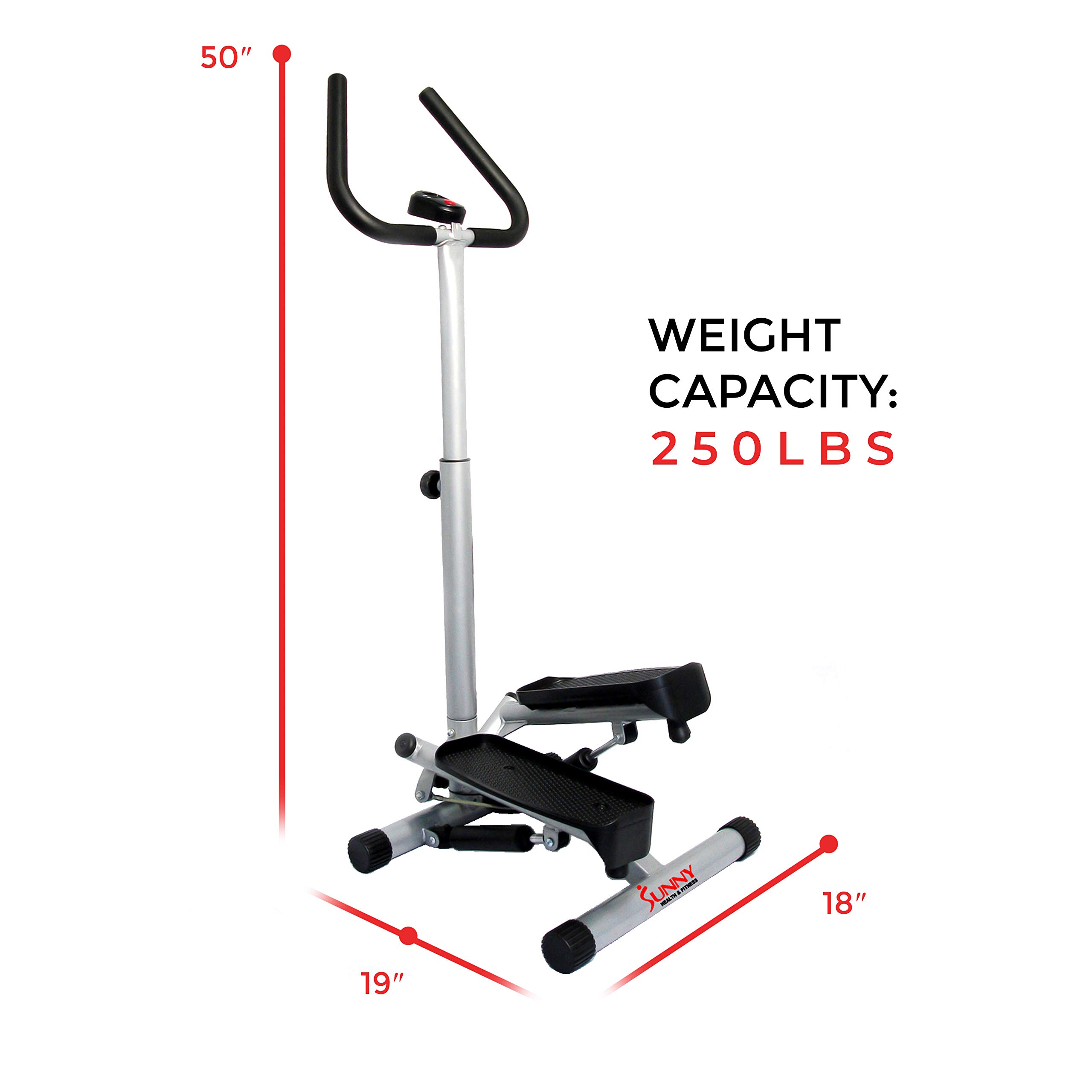 Sunny Health & Fitness Twist Stepper Step Machine w/Handle Bar and LCD