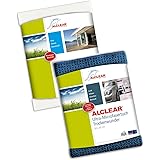 ALCLEAR820002 2-Piece Microfiber Cloth Set: 60x45 cm Window Cloth & 60x40 cm Drying Cloth - streak-free, lint-free - for Windows, Mirrors, Glass, Car, Household, Bathroom, Kitchen, Glass Cleaning.