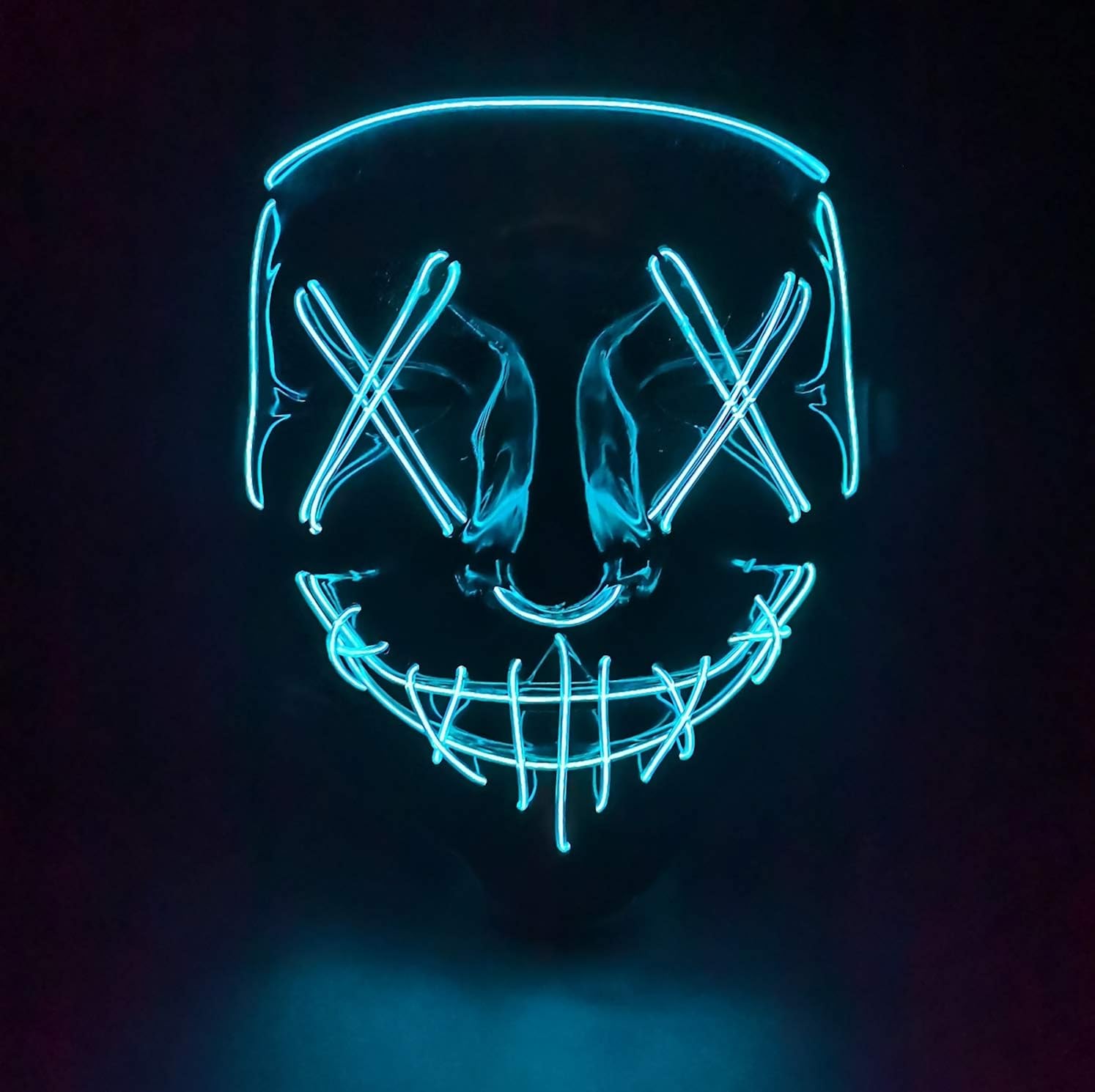 Halloween Purge Mask Cosplay LED, Light up Scary Face Mask Costume for