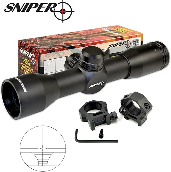 SNIPER® Compact Rifle Scope 4x32 with Ring, Hunting Scope, Gun Scopes
