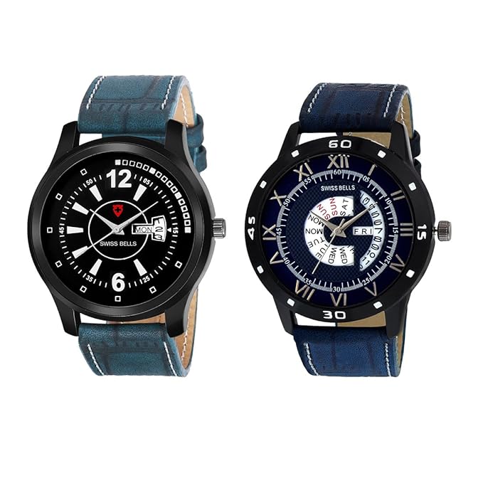 Svviss Bells Day and Date Display Pack of 2 Chronograph Multicolour Dial Wrist Watches - TA-1118