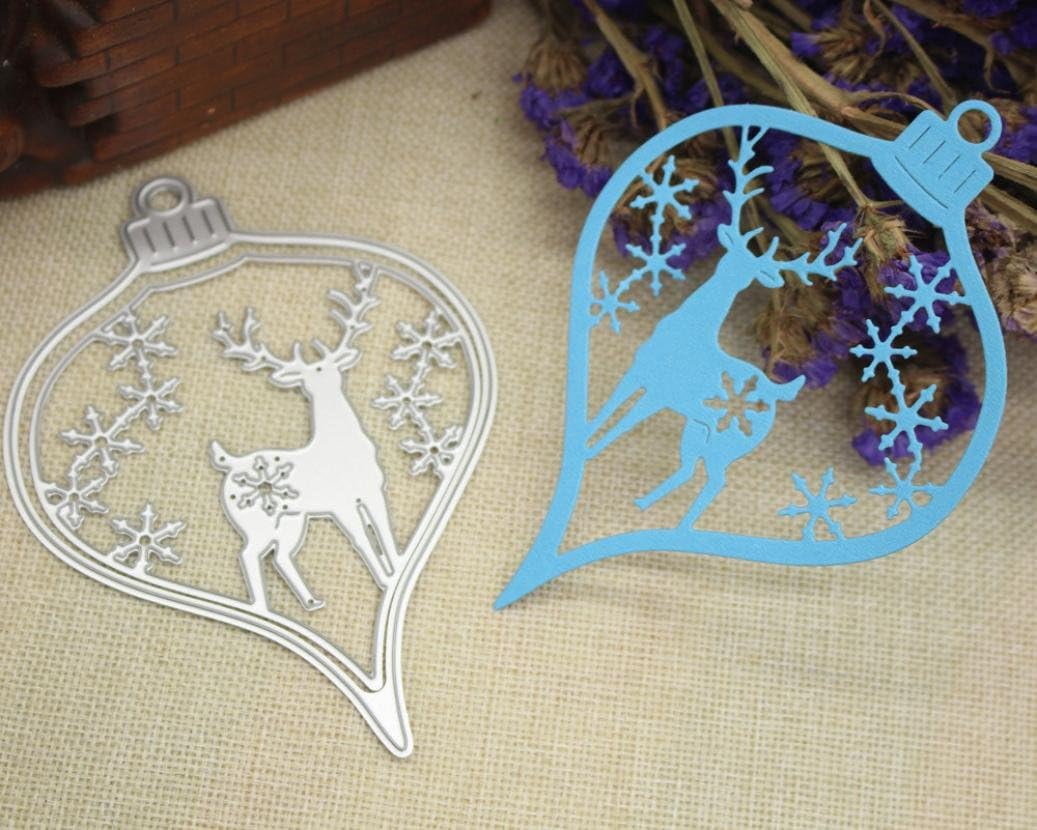 Merry Christmas Scrapbooking Die Cut,Omiky® Cutting Die Template 3D Stereoscopic Sliver Stencils For DIY Scrapbooking Album Paper Card Art Craft Making Party Decor (Crystal Ball within Elk)