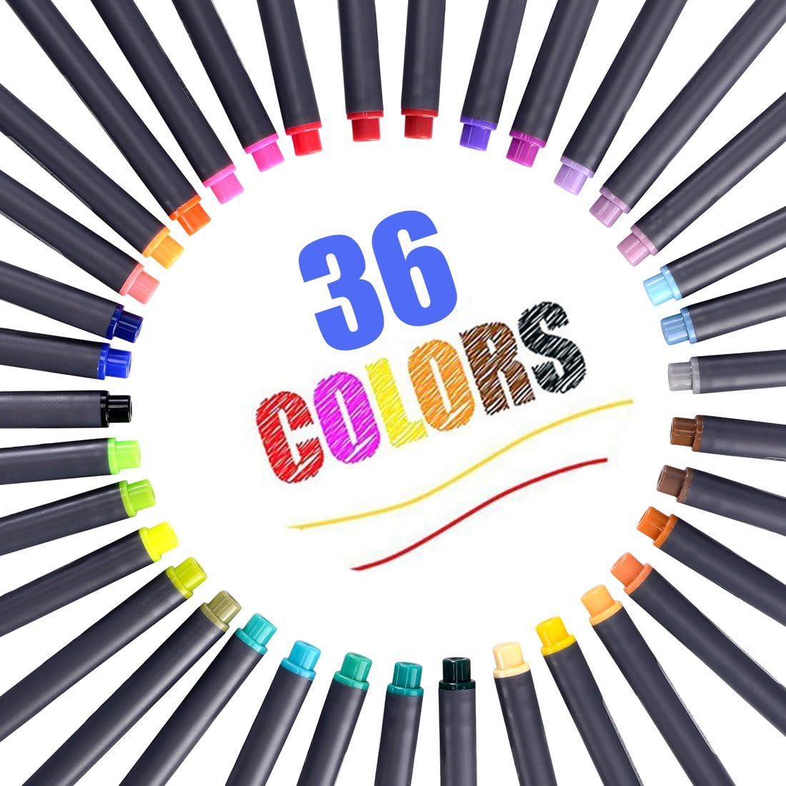 iBayam Colored Pens for Journaling Note Taking, 36 Vibrant Colors Fineliner Pens for Office School Teacher Student, Bullet Journal Planner Writing Coloring Drawing Pens Supplies, Fine Tip Art Markers : Office Products
