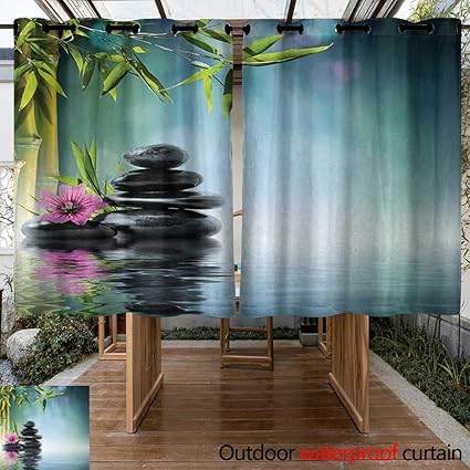 Amazon Com Onefzc Outdoor Curtains Spa Tower Stone And Hibiscus
