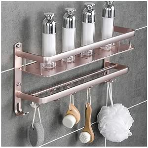 ACZZ Estante para baño, con toallero y ganchos, canasta de