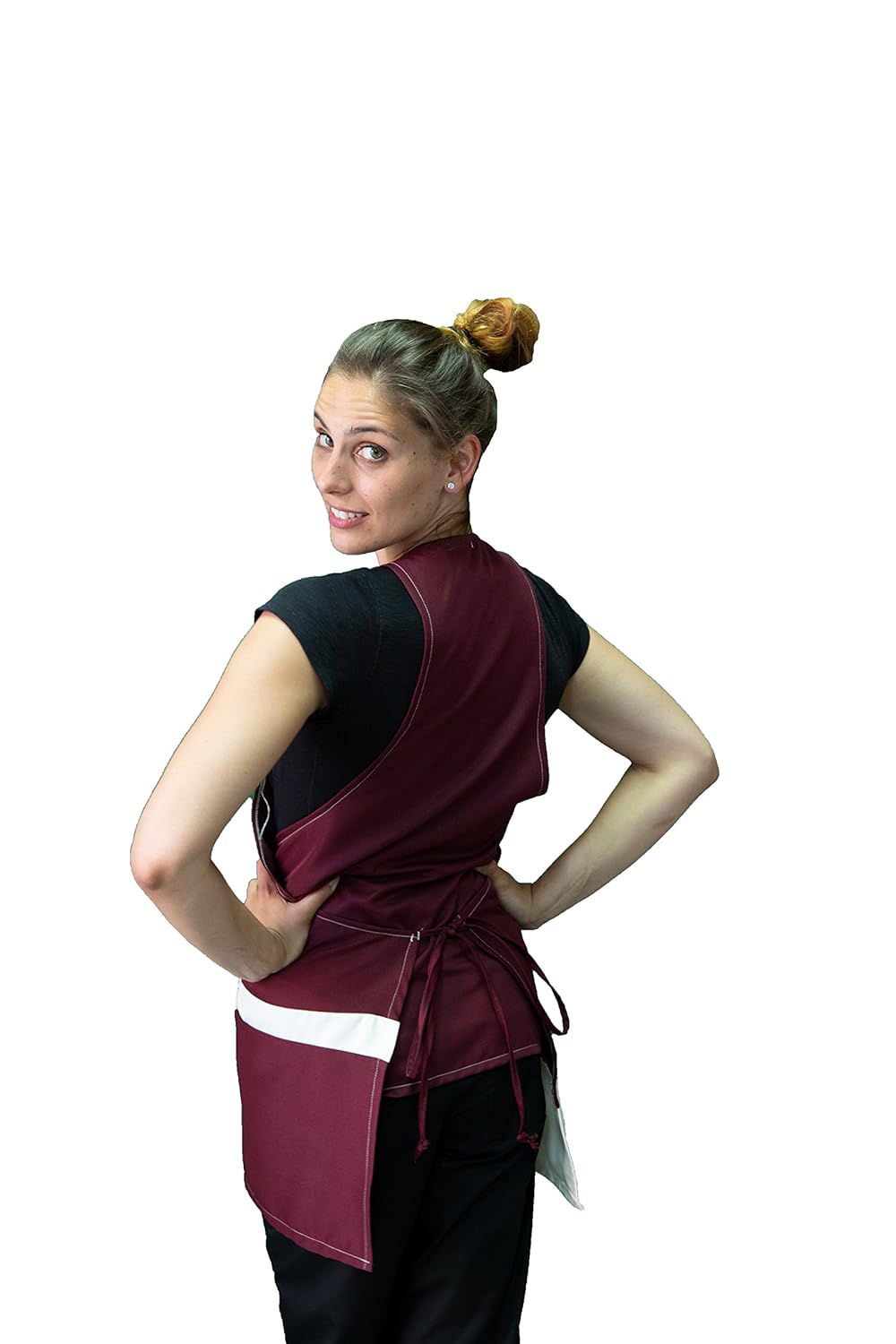 Grembiule Da Lavoro Donna Con Ricamo Gratuito - Made In Italy, Per Parrucchieri, Estetisti, Bar - Foto 10