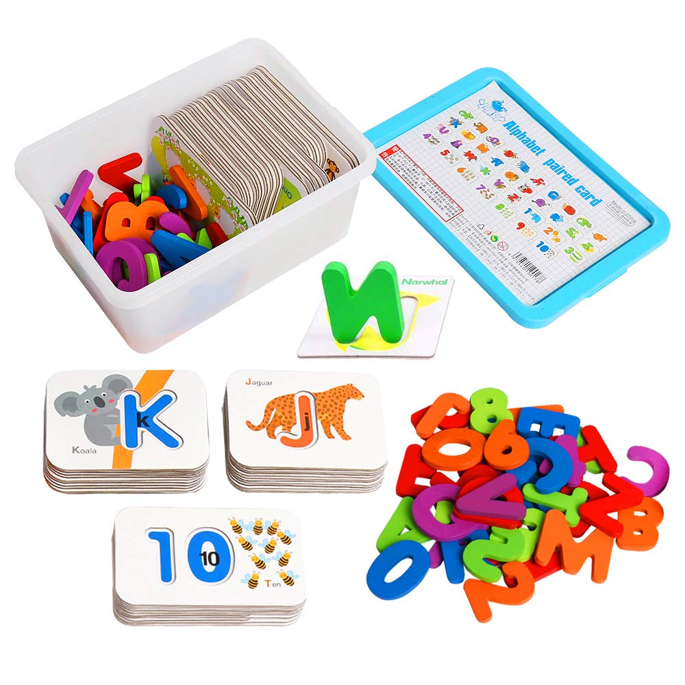 Buy JCREN Alphabets and Numbers Flash Cards Toys Wooden ABC Letters