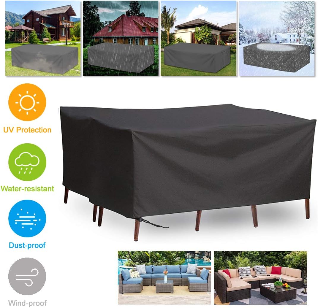 SHDlYE Abdeckung für Gartenmöbel, Rechteckige Schwarz Abdeckhaube