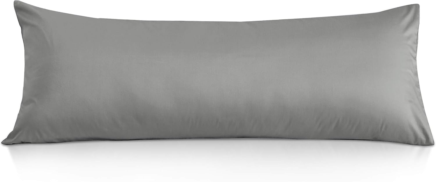 Oubonun Premium Body Pillow Cover (100 Percent Cotton, 800 Thread Count) - XL High Thread Count Body Pillowcase - Luxury 21 x 54 Body Pillow Case - Light Grey Long Body Pillow Cover - Long Pillow Case: Home & Kitchen