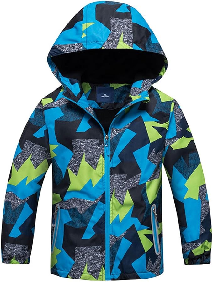 Boys Outdoor Waterproof Fleece Lined Jacket Hooded