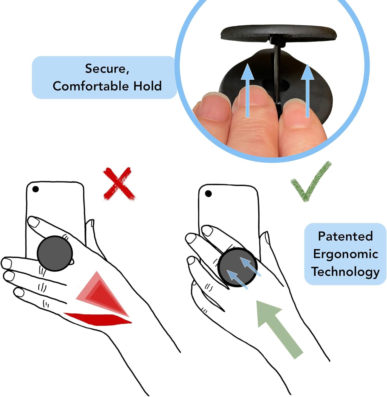 GHold® Phone Holder & Stand Comfort grip works with all phones