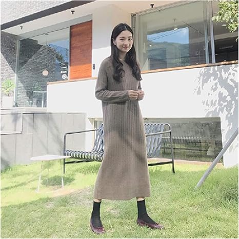 Amazon Co Jp プラスサイズ長袖ニットセーター冬マキシボディコンルーススケーターファッションドレスは 女性の女性のドレスのためのエレガントなウォーム 色 Gray Size S ホーム キッチン